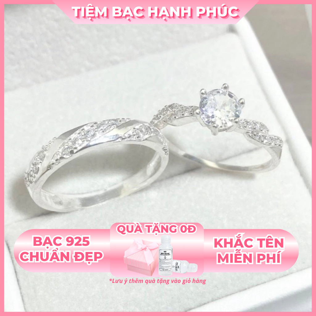 Nhẫn Đôi Bạc 925 Khắc Tên Chất Liệu Bạc Ta Thật TSJC28