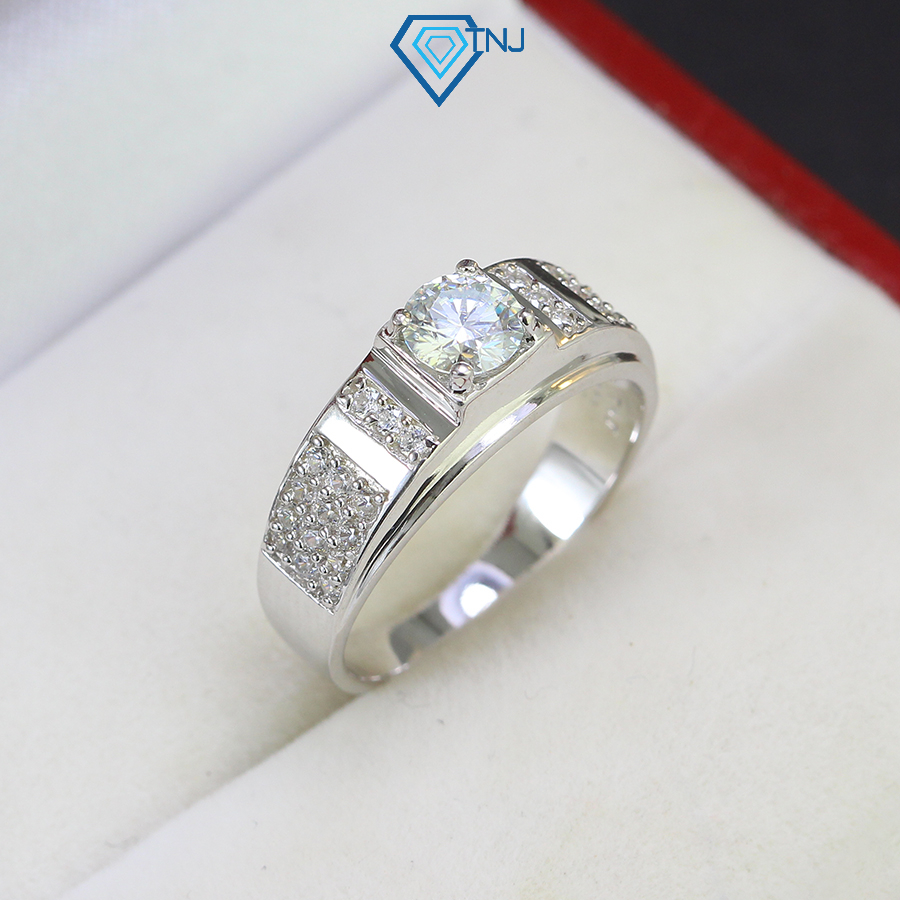 Nhẫn Bạc Nam Moissanite 5.5mm Kiểm Định GRA TNJ
