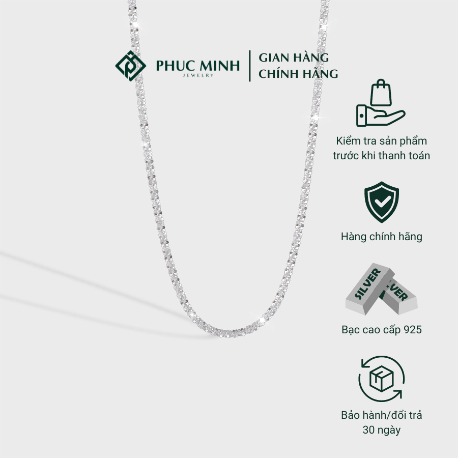 Dây Chuyền Nam PMJ Vòng Cổ Bạc Dây Xù PMJ0079-55