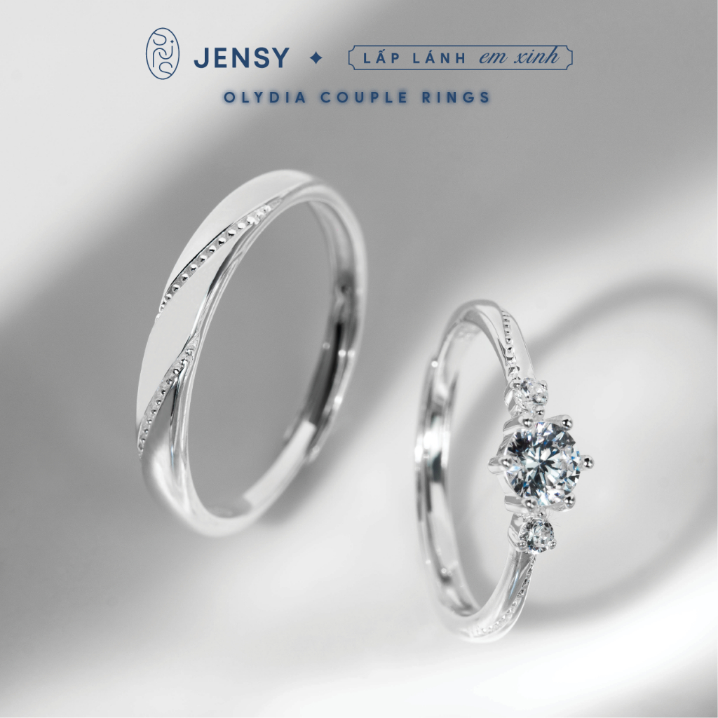 Nhẫn Đôi Bạc S925 Cao Cấp JENSY Gắn Đá Olydia NDJ1