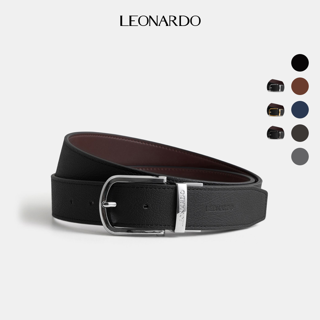 Thắt Lưng Nam Leonardo Marcus Da Microfiber Mặt Xoay Chiều