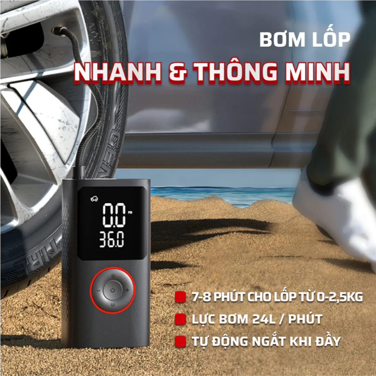 Máy Bơm Lốp Xe Ô Tô MEDICAR 6000mAh: Giải Pháp Tiện Lợi Cho Mọi Chuyến Đi